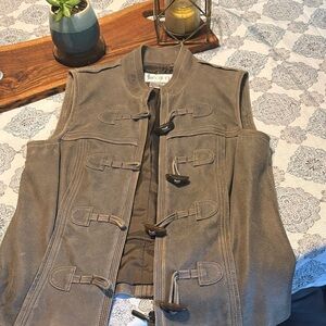 W Worth Taupe Suede Toggle Vest genuine leather suede women’s
